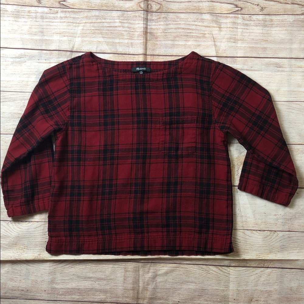 Madewell Herald‎ Boxy T-Shirt Cropped Blouse in Curtis Plaid 💜
